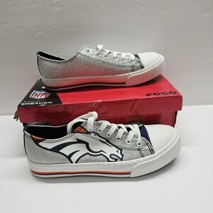 FOCO Denver Broncos NFL Womens Glitter Low Top Canvas Shoes - 9 NIB